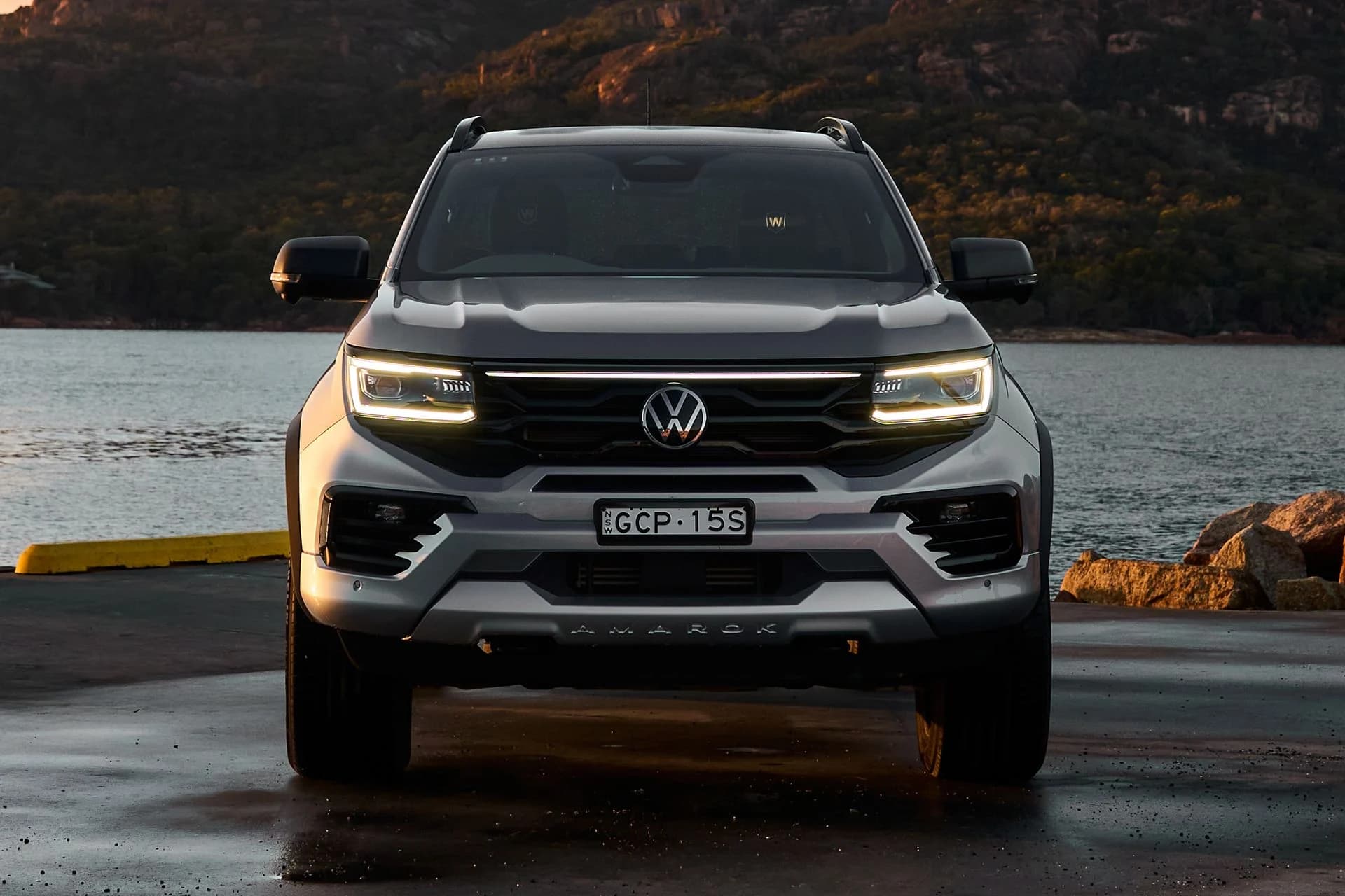Volkswagen Amarok W600 Walkinshaw in silver, photographed at a waterfront